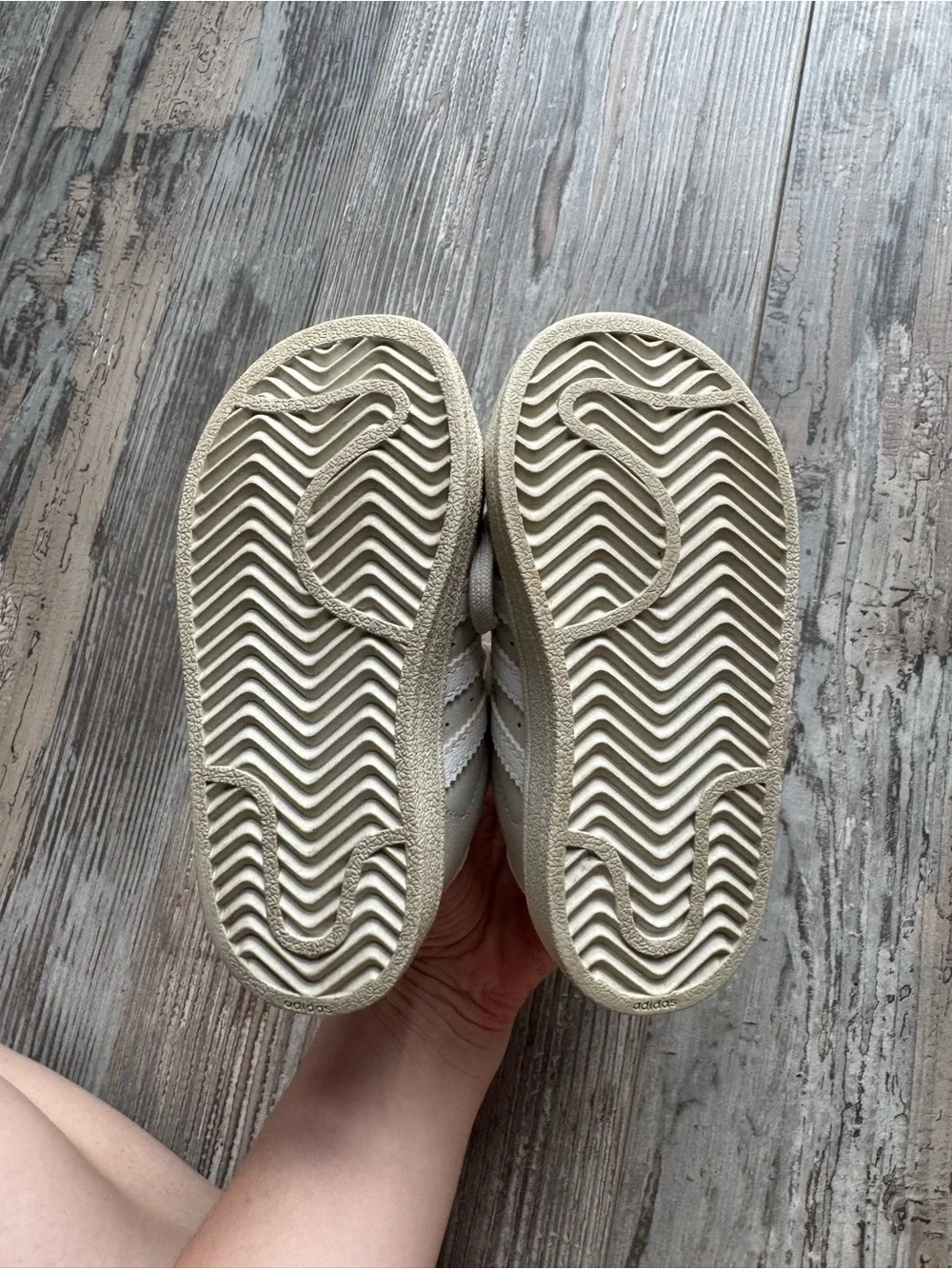Toddler Adidas Superstar Lace Sneakers Beige Gold White Size 7